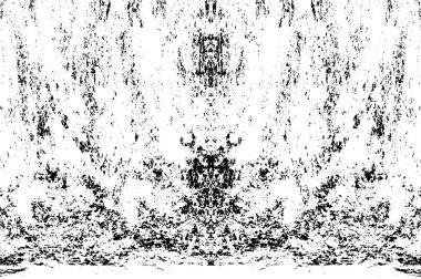 Grunge dikey olarak simetrik siyah beyaz doku. Tek renkli yıpranmış kaplama deseni. 