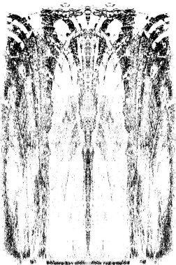 Grunge dikey olarak simetrik siyah beyaz doku. Tek renkli yıpranmış kaplama deseni. 