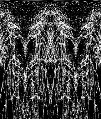 Grunge dikey olarak simetrik siyah beyaz doku. Tek renkli yıpranmış kaplama deseni. 