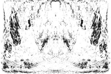 Grunge dikey olarak simetrik siyah beyaz doku. Tek renkli yıpranmış kaplama deseni. 