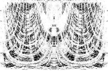 Grunge dikey olarak simetrik siyah beyaz doku. Tek renkli yıpranmış kaplama deseni. 