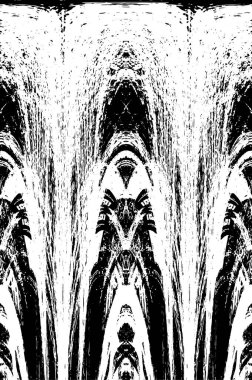 Grunge dikey olarak simetrik siyah beyaz doku. Tek renkli yıpranmış kaplama deseni. 