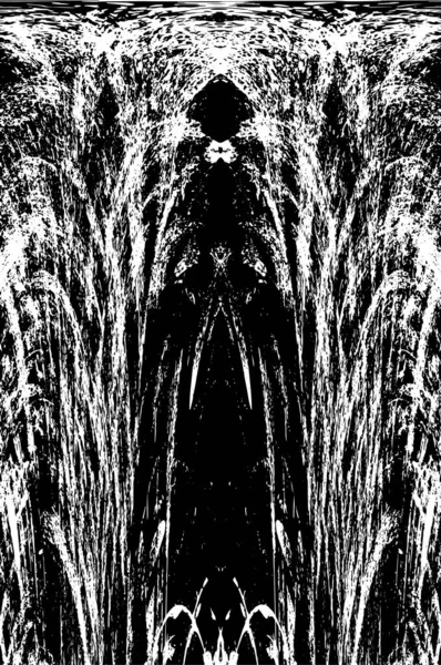 Grunge dikey olarak simetrik siyah beyaz doku. Tek renkli yıpranmış kaplama deseni. 