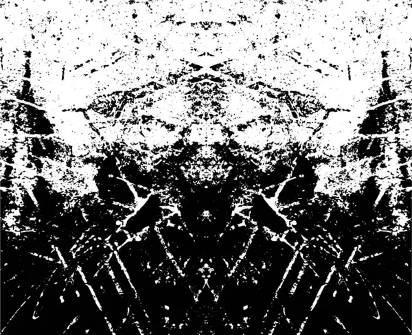 Grunge üst üste biniyor. Soyut siyah-beyaz vektör arkaplanı. Çatlak, leke ve noktalarda kirli desenli tek renkli klasik yüzey. Karanlık korku tarzında eski bir duvar.