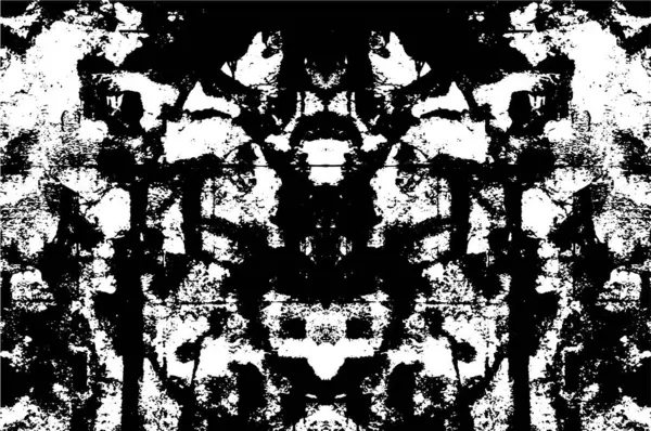 Grunge üst üste biniyor. Soyut siyah-beyaz vektör arkaplanı. Çatlak, leke ve noktalarda kirli desenli tek renkli klasik yüzey. Karanlık korku tarzında eski bir duvar.
