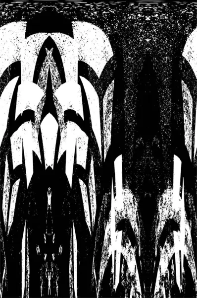 Grunge üst üste biniyor. Soyut siyah-beyaz vektör arkaplanı. Çatlak, leke ve noktalarda kirli desenli tek renkli klasik yüzey. Karanlık korku tarzında eski bir duvar.