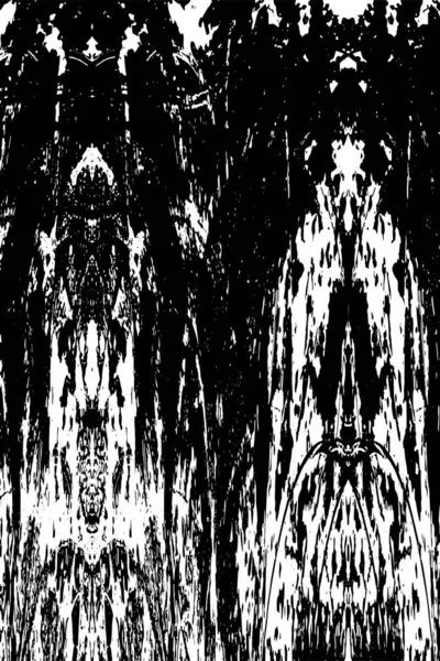 Grunge üst üste biniyor. Soyut siyah-beyaz vektör arkaplanı. Çatlak, leke ve noktalarda kirli desenli tek renkli klasik yüzey. Karanlık korku tarzında eski bir duvar.