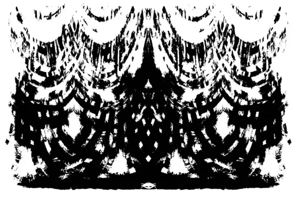 Grunge üst üste biniyor. Soyut siyah-beyaz vektör arkaplanı. Çatlak, leke ve noktalarda kirli desenli tek renkli klasik yüzey. Karanlık korku tarzında eski bir duvar.