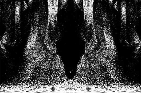 Grunge üst üste biniyor. Soyut siyah-beyaz vektör arkaplanı. Çatlak, leke ve noktalarda kirli desenli tek renkli klasik yüzey. Karanlık korku tarzında eski bir duvar.