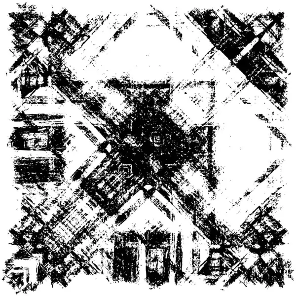 Grunge üst üste biniyor. Soyut siyah-beyaz vektör arkaplanı. Çatlak, leke ve noktalarda kirli desenli tek renkli klasik yüzey. Karanlık korku tarzında eski bir duvar.