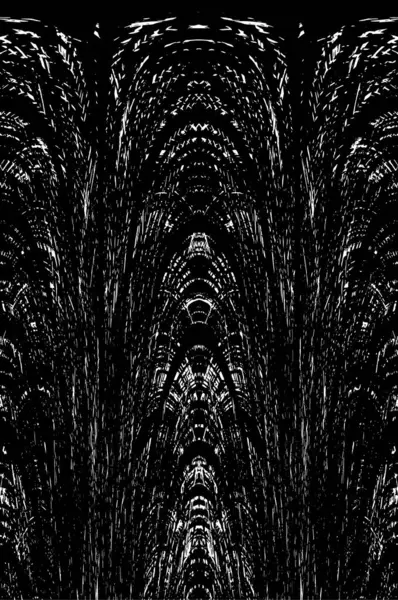 Grunge dikey olarak simetrik siyah beyaz doku. Tek renkli yıpranmış kaplama deseni. 