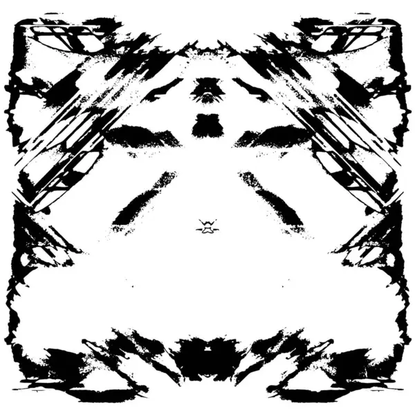 Grunge üst üste biniyor. Soyut siyah-beyaz vektör arkaplanı. Çatlak, leke ve noktalarda kirli desenli tek renkli klasik yüzey. Karanlık korku tarzında eski bir duvar.