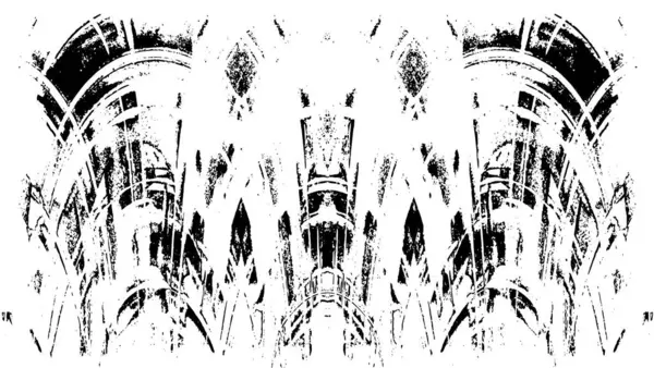 Grunge üst üste biniyor. Soyut siyah-beyaz vektör arkaplanı. Çatlak, leke ve noktalarda kirli desenli tek renkli klasik yüzey. Karanlık korku tarzında eski bir duvar.