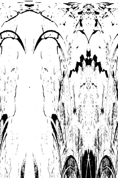 Grunge üst üste biniyor. Soyut siyah-beyaz vektör arkaplanı. Çatlak, leke ve noktalarda kirli desenli tek renkli klasik yüzey. Karanlık korku tarzında eski bir duvar.