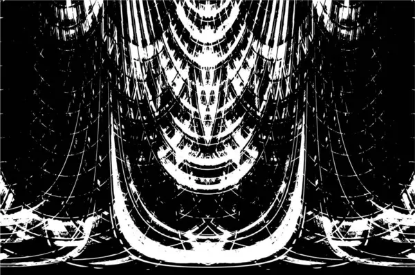 Grunge üst üste biniyor. Soyut siyah-beyaz vektör arkaplanı. Çatlak, leke ve noktalarda kirli desenli tek renkli klasik yüzey. Karanlık korku tarzında eski bir duvar.