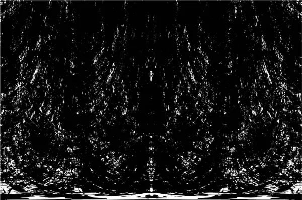 Grunge üst üste biniyor. Soyut siyah-beyaz vektör arkaplanı. Çatlak, leke ve noktalarda kirli desenli tek renkli klasik yüzey. Karanlık korku tarzında eski bir duvar.