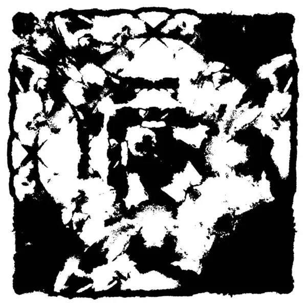 Grunge üst üste biniyor. Soyut siyah-beyaz vektör arkaplanı. Çatlak, leke ve noktalarda kirli desenli tek renkli klasik yüzey. Karanlık korku tarzında eski bir duvar.