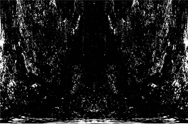 Grunge üst üste biniyor. Soyut siyah-beyaz vektör arkaplanı. Çatlak, leke ve noktalarda kirli desenli tek renkli klasik yüzey. Karanlık korku tarzında eski bir duvar.