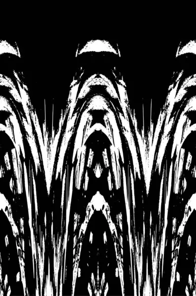 Grunge üst üste biniyor. Soyut siyah-beyaz vektör arkaplanı. Çatlak, leke ve noktalarda kirli desenli tek renkli klasik yüzey. Karanlık korku tarzında eski bir duvar.