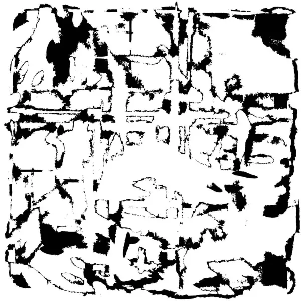 Grunge üst üste biniyor. Soyut siyah-beyaz vektör arkaplanı. Çatlak, leke ve noktalarda kirli desenli tek renkli klasik yüzey. Karanlık korku tarzında eski bir duvar.