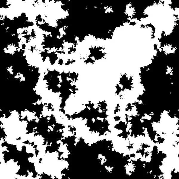 Grunge üst üste biniyor. Soyut siyah-beyaz vektör arkaplanı. Çatlak, leke ve noktalarda kirli desenli tek renkli klasik yüzey. Karanlık korku tarzında eski bir duvar.