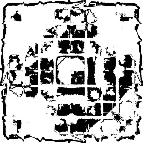 Grunge üst üste biniyor. Soyut siyah-beyaz vektör arkaplanı. Çatlak, leke ve noktalarda kirli desenli tek renkli klasik yüzey. Karanlık korku tarzında eski bir duvar.