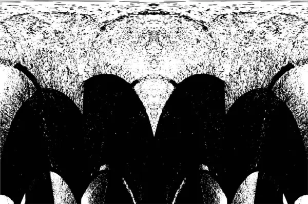 Grunge üst üste biniyor. Soyut siyah-beyaz vektör arkaplanı. Çatlak, leke ve noktalarda kirli desenli tek renkli klasik yüzey. Karanlık korku tarzında eski bir duvar.