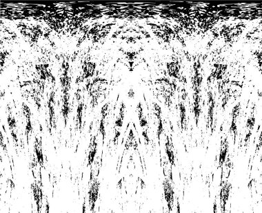 Grunge dikey olarak simetrik siyah beyaz doku. Tek renkli yıpranmış kaplama deseni. 