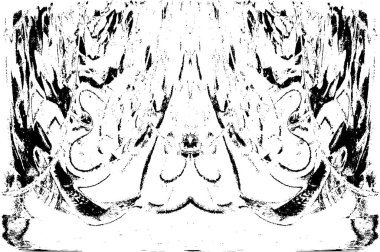 Grunge dikey olarak simetrik siyah beyaz doku. Tek renkli yıpranmış kaplama deseni. 