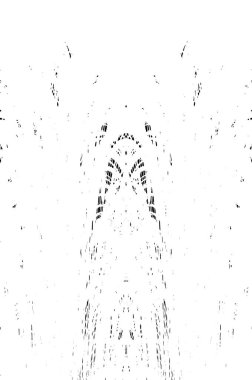 Grunge dikey olarak simetrik siyah beyaz doku. Tek renkli yıpranmış kaplama deseni. 