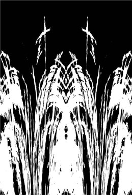 Grunge dikey olarak simetrik siyah beyaz doku. Tek renkli yıpranmış kaplama deseni. 