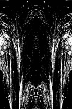 Grunge dikey olarak simetrik siyah beyaz doku. Tek renkli yıpranmış kaplama deseni. 