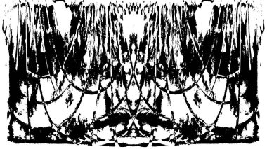 Grunge dikey olarak simetrik siyah beyaz doku. Tek renkli yıpranmış kaplama deseni. 