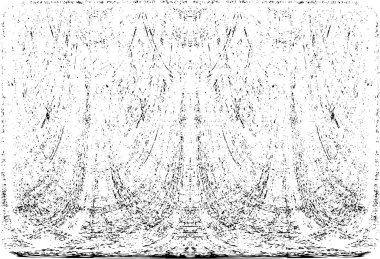 Grunge dikey olarak simetrik siyah beyaz doku. Tek renkli yıpranmış kaplama deseni. 