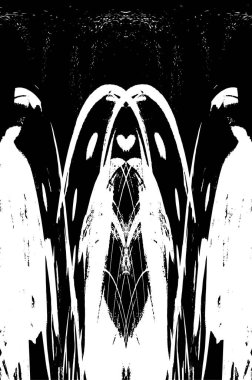 Grunge dikey olarak simetrik siyah beyaz doku. Tek renkli yıpranmış kaplama deseni. 