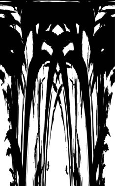 Grunge dikey olarak simetrik siyah beyaz doku. Tek renkli yıpranmış kaplama deseni. 