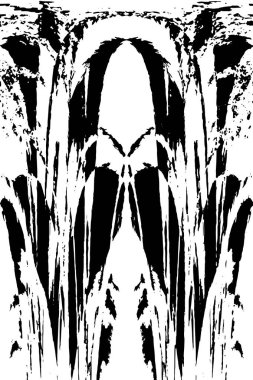 Grunge dikey olarak simetrik siyah beyaz doku. Tek renkli yıpranmış kaplama deseni. 