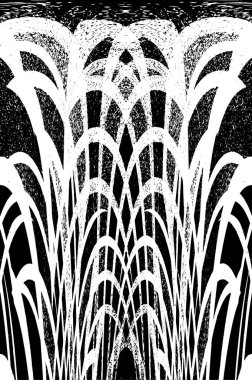 Grunge dikey olarak simetrik siyah beyaz doku. Tek renkli yıpranmış kaplama deseni. 