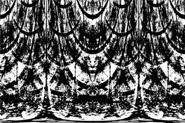 Grunge Siyah ve Beyaz Şehir Vektör Doku Şablonu. Çatlakların, lekelerin, çiplerin, çizgilerin koyu arkaplanı.