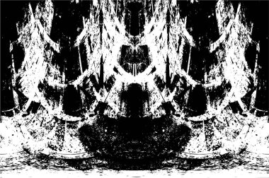 Grunge Siyah ve Beyaz Şehir Vektör Doku Şablonu. Çatlakların, lekelerin, çiplerin, çizgilerin koyu arkaplanı.