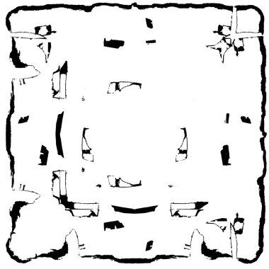 Grunge Siyah ve Beyaz Şehir Vektör Doku Şablonu. Çatlakların, lekelerin, çiplerin, çizgilerin koyu arkaplanı.