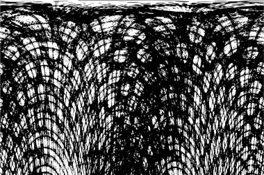 Grunge Siyah ve Beyaz Şehir Vektör Doku Şablonu. Çatlakların, lekelerin, çiplerin, çizgilerin koyu arkaplanı.