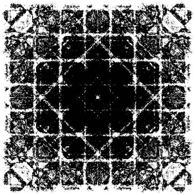 Grunge Siyah ve Beyaz Şehir Vektör Doku Şablonu. Çatlakların, lekelerin, çiplerin, çizgilerin koyu arkaplanı.