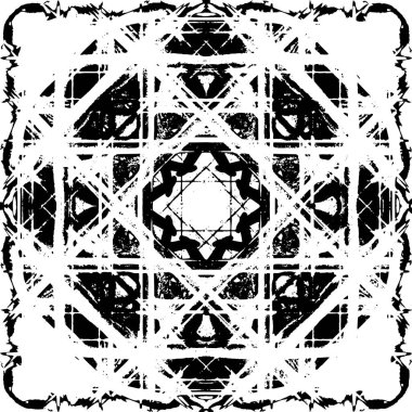 Grunge Siyah ve Beyaz Şehir Vektör Doku Şablonu. Çatlakların, lekelerin, çiplerin, çizgilerin koyu arkaplanı.