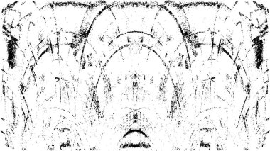 Grunge Siyah ve Beyaz Şehir Vektör Doku Şablonu. Çatlakların, lekelerin, çiplerin, çizgilerin koyu arkaplanı.