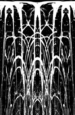 Grunge dikey olarak simetrik siyah beyaz doku. Tek renkli yıpranmış kaplama deseni. 