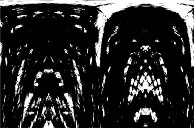 Grunge Siyah ve Beyaz Şehir Vektör Doku Şablonu. Çatlakların, lekelerin, çiplerin, çizgilerin koyu arkaplanı.