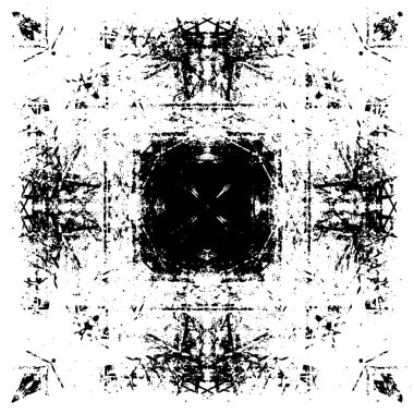 Grunge Siyah ve Beyaz Şehir Vektör Doku Şablonu. Çatlakların, lekelerin, çiplerin, çizgilerin koyu arkaplanı.