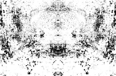 Grunge Siyah ve Beyaz Şehir Vektör Doku Şablonu. Çatlakların, lekelerin, çiplerin, çizgilerin koyu arkaplanı.