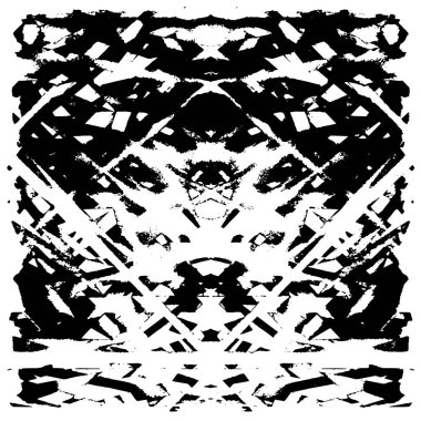 Grunge Siyah ve Beyaz Şehir Vektör Doku Şablonu. Çatlakların, lekelerin, çiplerin, çizgilerin koyu arkaplanı.